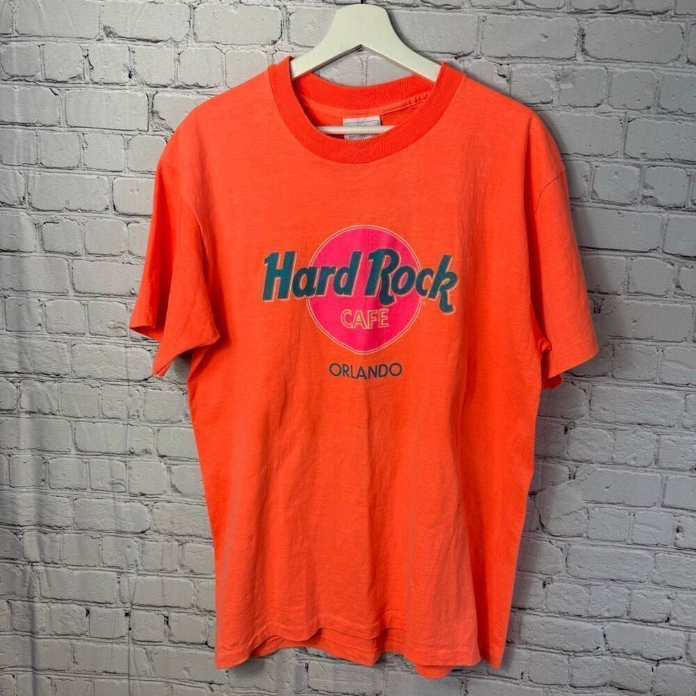 Vintage S.S. Designs Hard Rock Cafe Orlando Single Stitch T Shirt One Size Neon